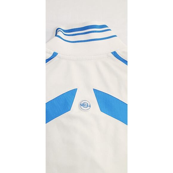 Nike Sz M Mens Weight Full Zip Whit Jacket With Blue Stripe Ca15 - Picture 9 of 9